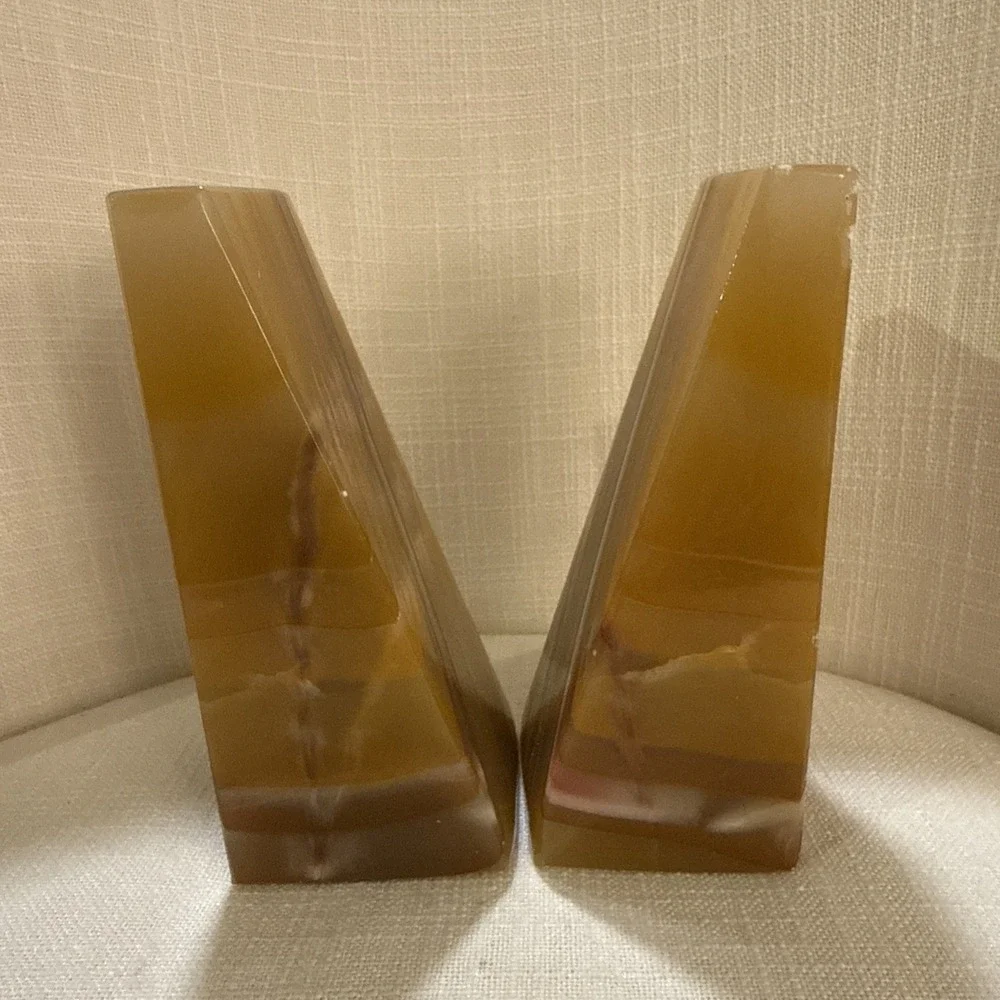 Onyx Tellez Tecali Puebla Marble Book Ends Made In Mexico Heavy Solid‎ Stone